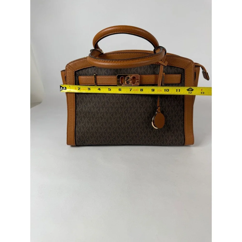 Michael Kors Karson‎ Satchel Brown Signature MK Logo Acorn Leather Handbag